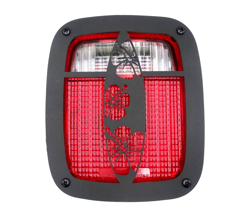 Surfboard hibiscus tail light covers / fits 1997-2006 jeep Wrangler TJ